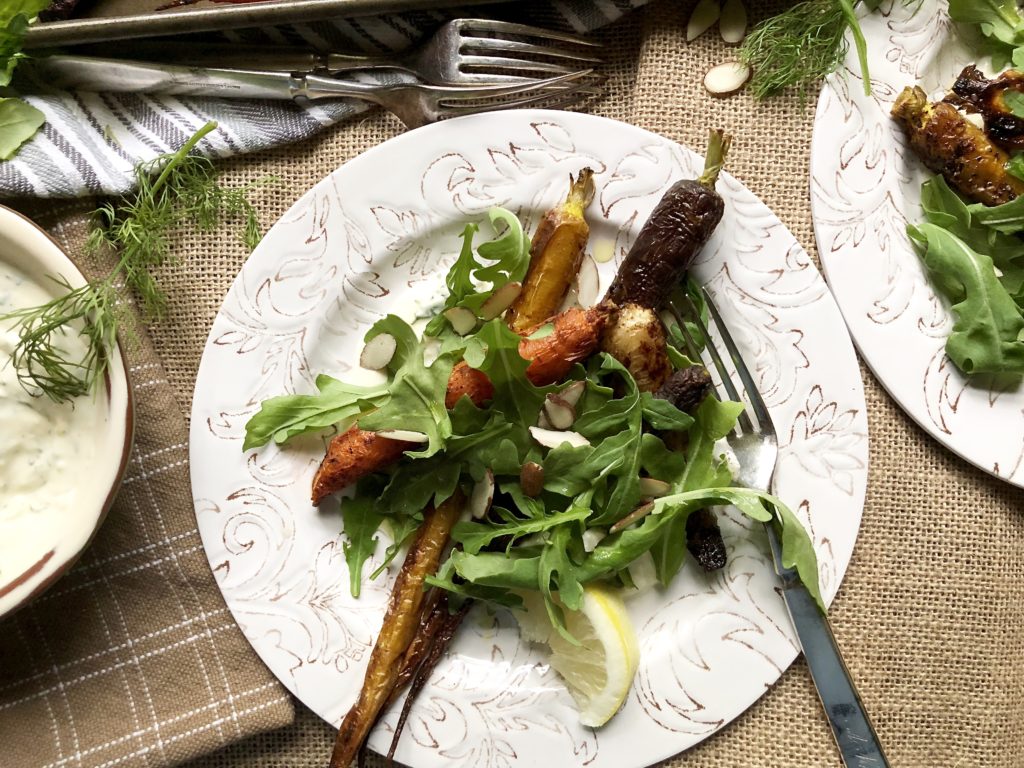 Coffee & Garlic BBQ Roasted Rainbow Carrots