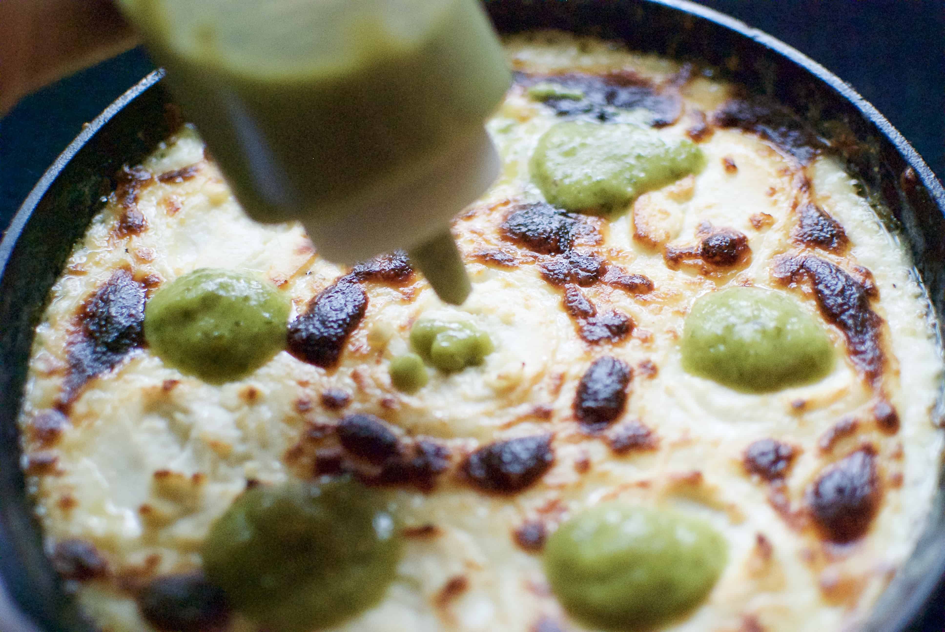 Queso Fundido With Roasted Poblano Vinaigrette – A Hint Of Rosemary