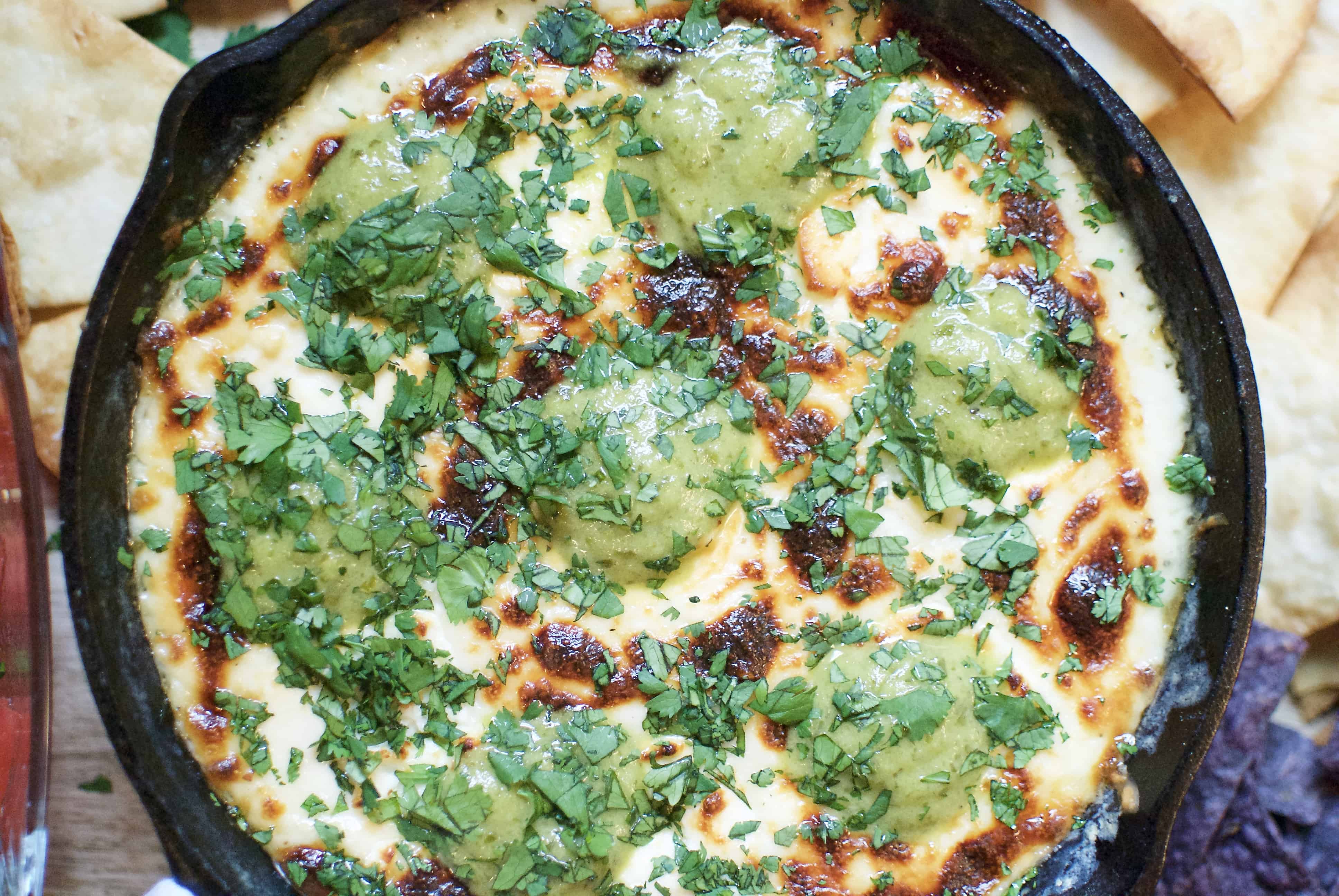 Queso Fundido With Roasted Poblano Vinaigrette - A Hint Of Rosemary