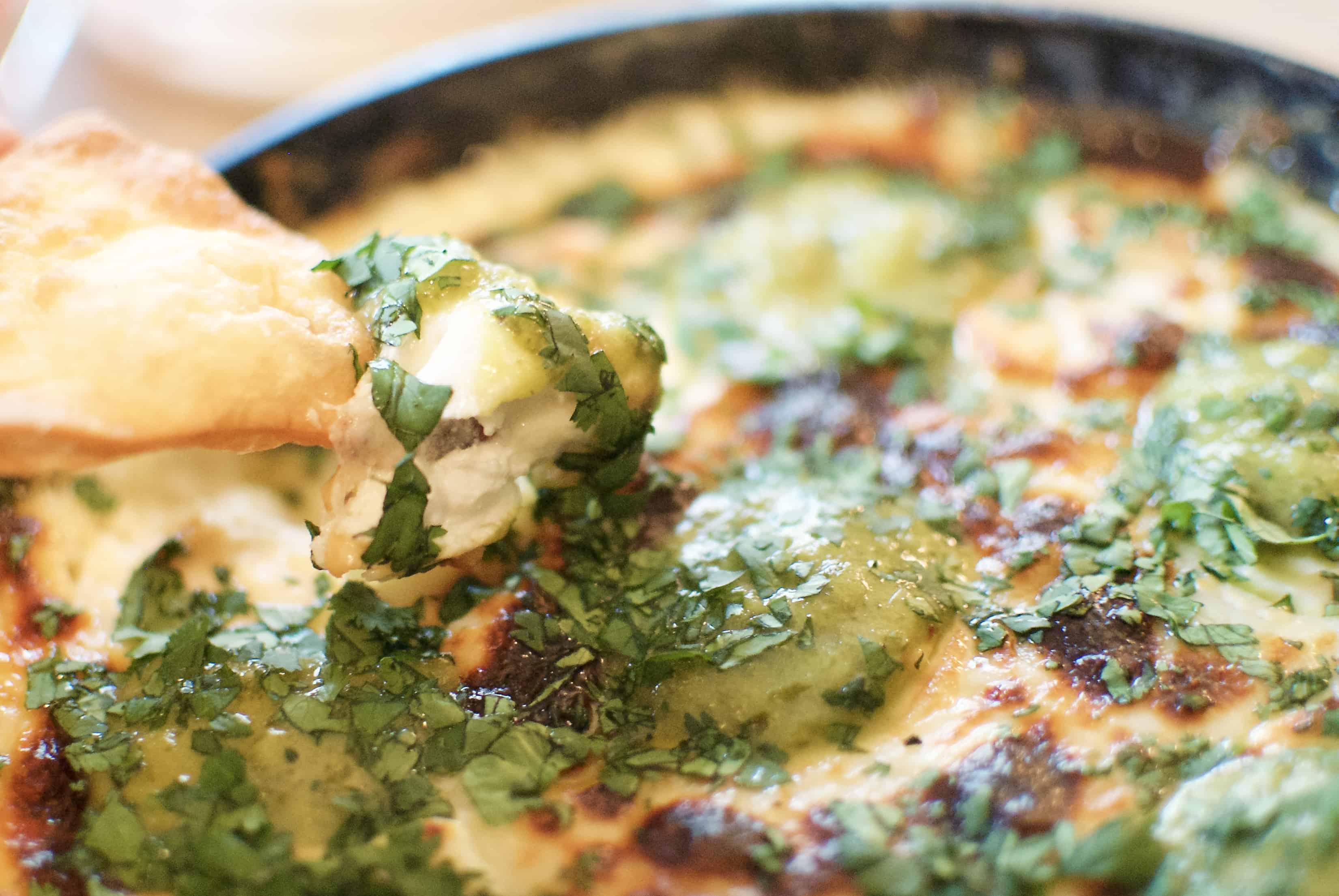 Queso Fundido With Roasted Poblano Vinaigrette - A Hint Of Rosemary