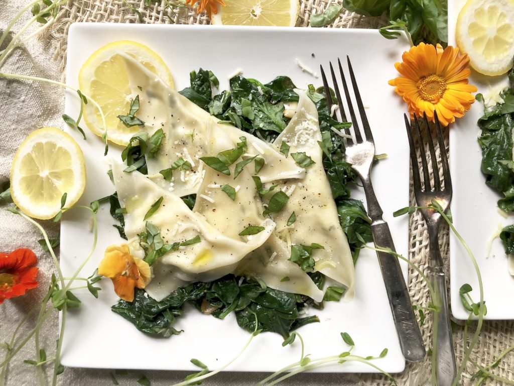 basil ricotta ravioli a hint of rosemary