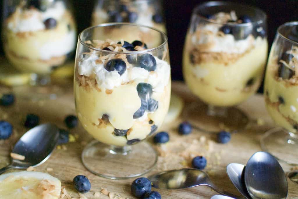 lemon curd mousse with blueberries - a hint of rosemary