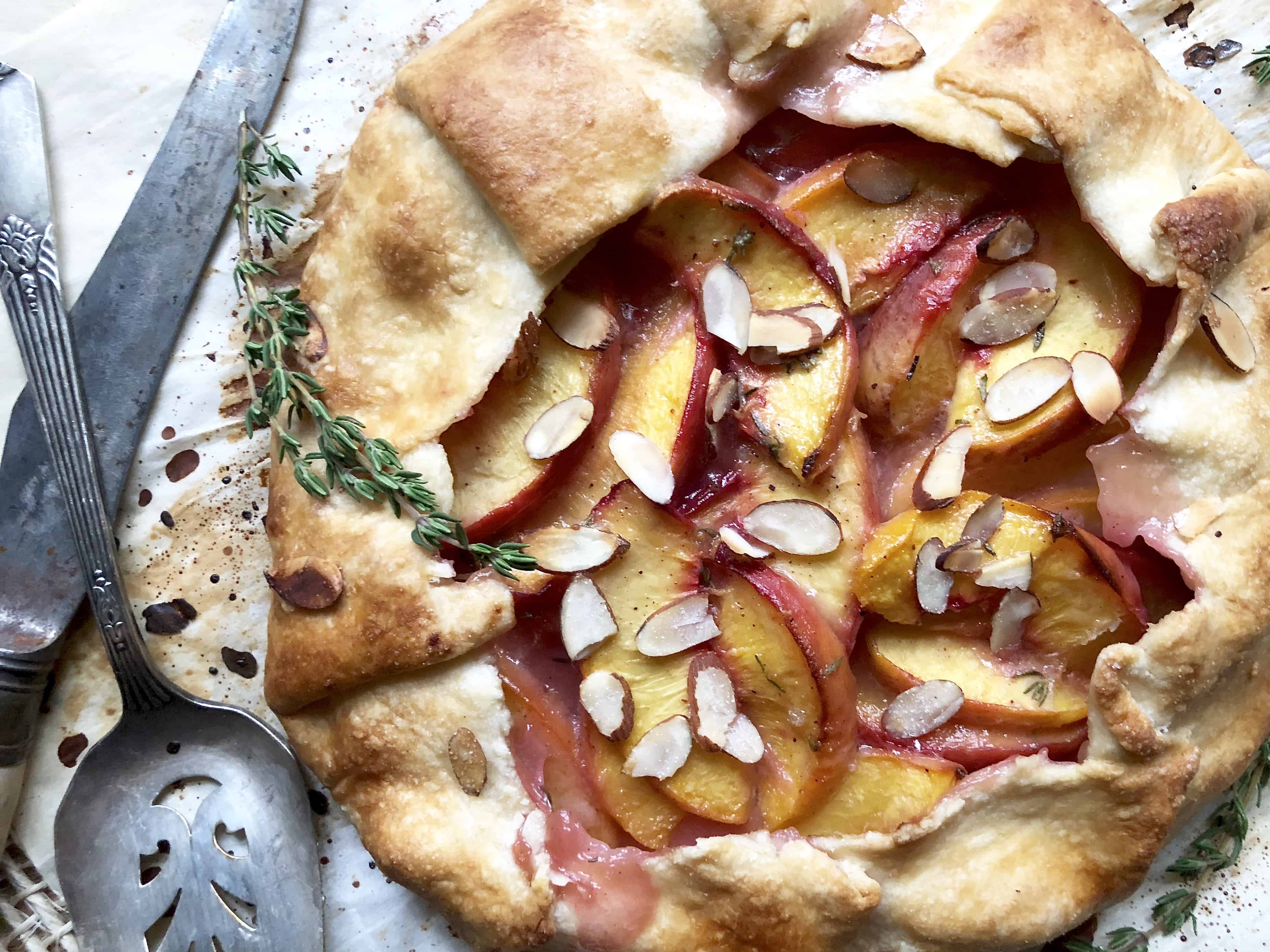 rustic thyme-infused peach tart - a hint of rosemary
