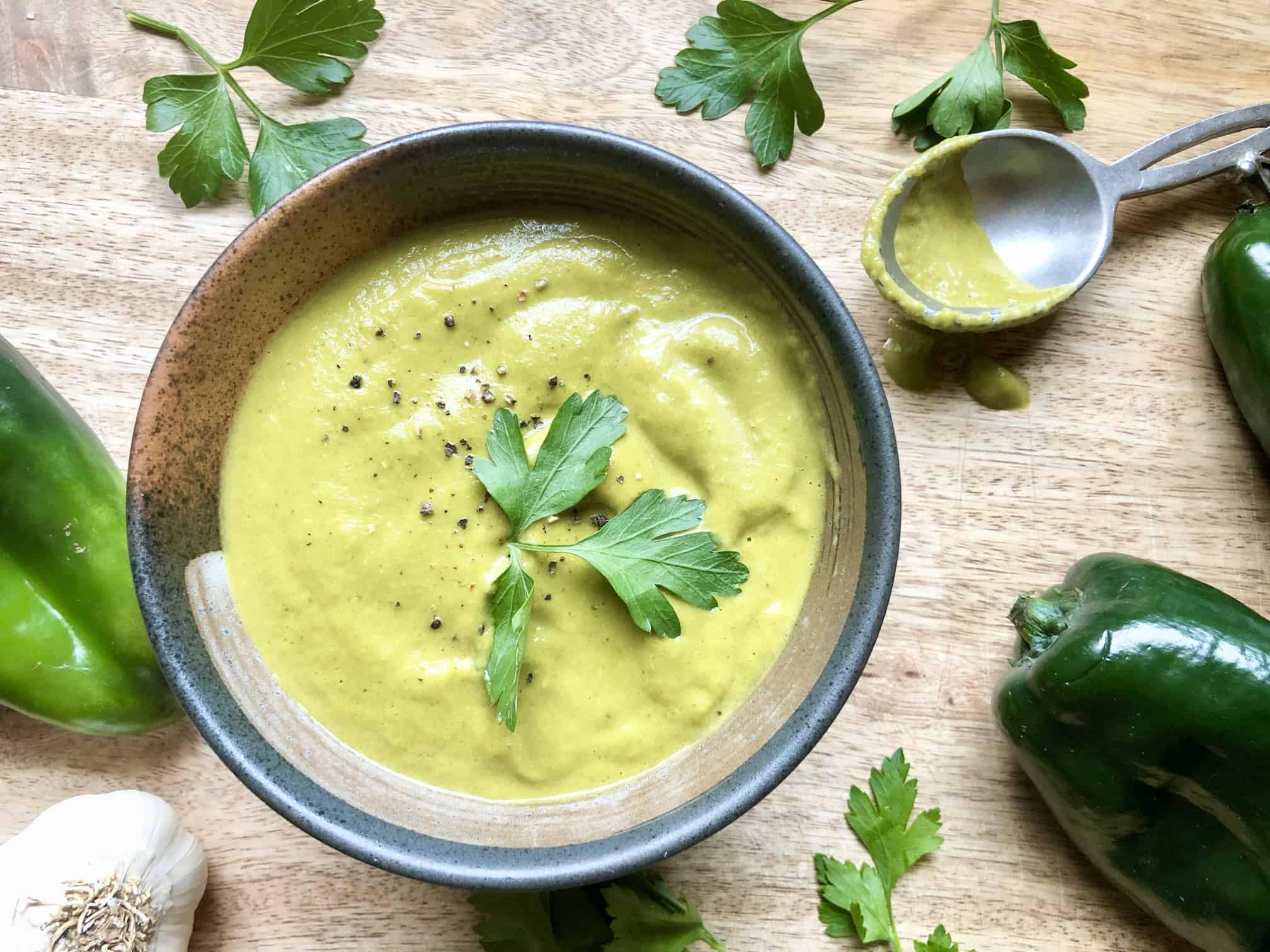 Queso Fundido With Roasted Poblano Vinaigrette - A Hint Of Rosemary