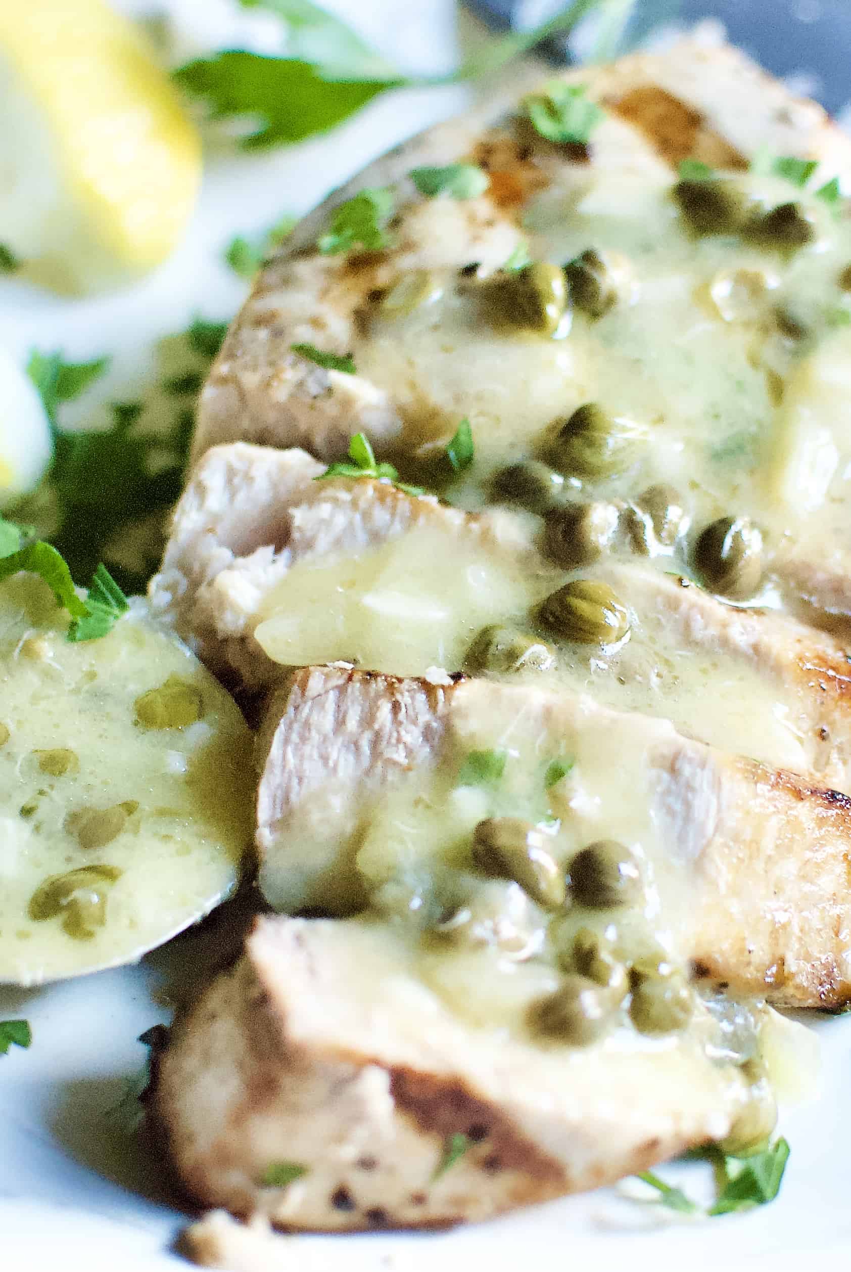 Grilled Swordfish With Butter, Lemon & Caper Sauce - A Hint Of Rosemary